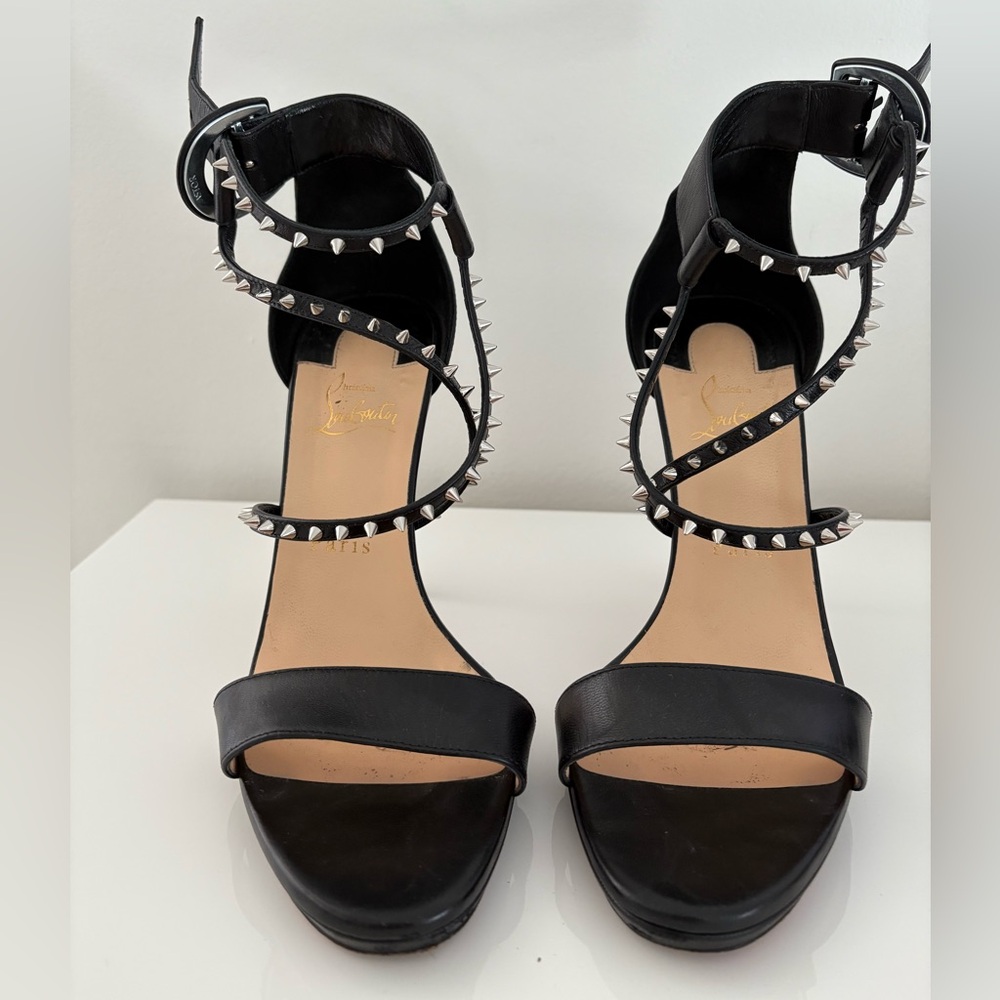 CHRISTIAN LOUBOUTINS |’Choca Lux’ 120mm Platform Leather Sandals in Black